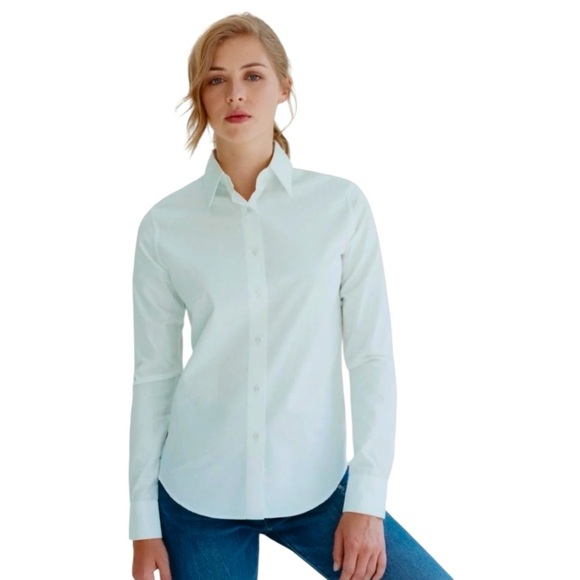 Emma Willis Slim fit Tailored Ice Blue Boyfriend Button Front Cotton Shirt L - Picture 1 of 14